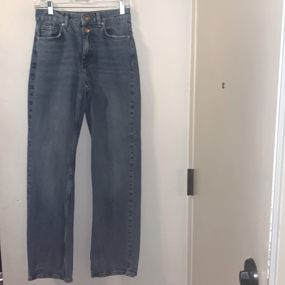 Zara Blue High Rise Paperbag Barrel Jean Pants #RUC80089348–4 - Size 4